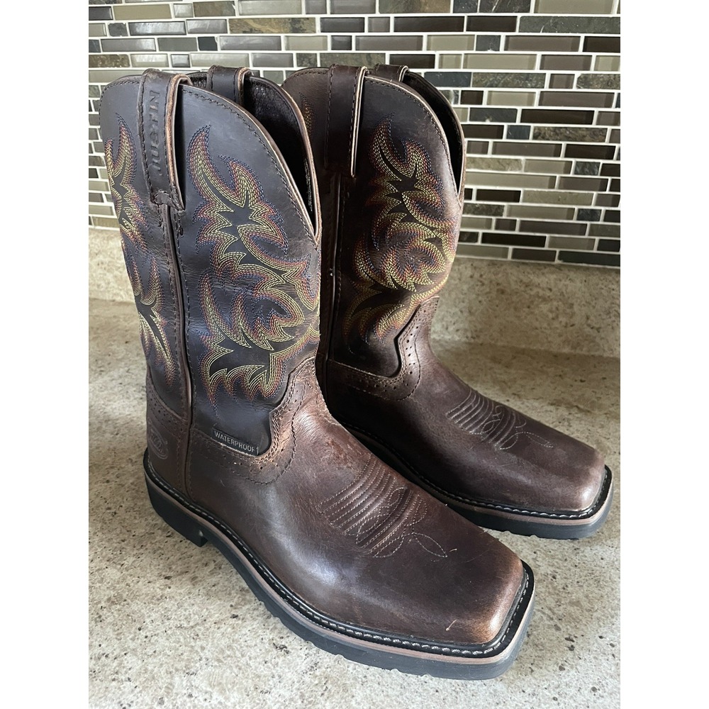 Justin Boots Men's‎ Size 9.5EE Stampede Driller Brown Square Toe Work SE4689